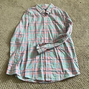 Vineyard Vines Whale Shirt in Pastel Plaid, Size Medium (12-14)